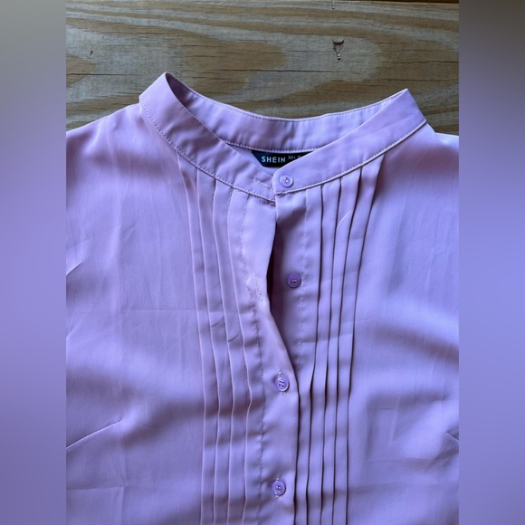 SHEIN mock neck button front sleeveless pink large blouse - Picture 5 of 16